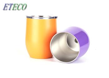 Stemless Wine Tumbler With Lid ,  Double Wall Insulated Cup No Metal Aftertaste