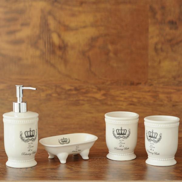Round 4 Piece Ceramic Bathroom Set White Glazed For Home Hotel