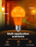 800lm 9W LED Bulbs E26 Base Dimmable Amber Light Bulbs For Enclosed Fixtures