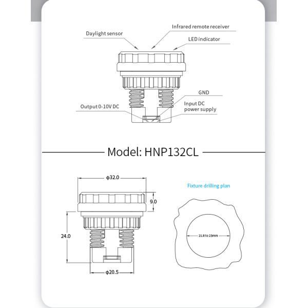 HNP132CL Zhaga Book 20 Дневной датчик IP65 Постоянный люкс Настройка дистанционного управления