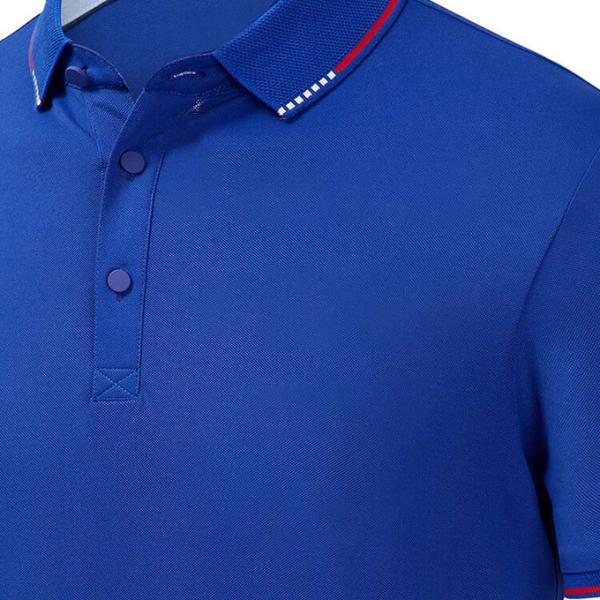 Navy Blue Mens Work Polo Shirts Green Color Cold Machine Washable Regular Fit