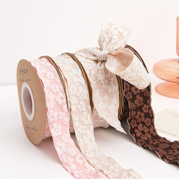 Цветочная кружевная лента из полиэстера 25 мм