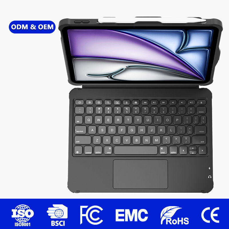 ODM Durable Shock-Absorbing USB-C Keyboard Case for iPad A16 Built-in Trackpad Rugged Protective Cover for North America