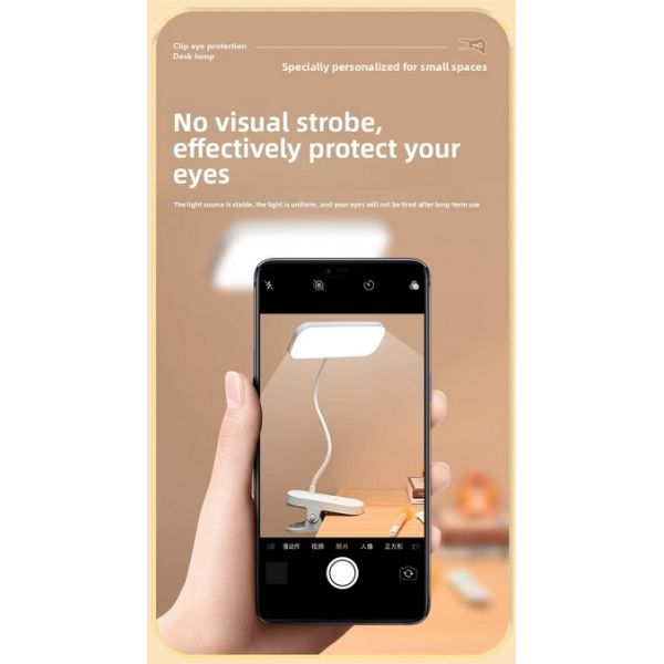 Modern LED Reading Desk Lamp with Three-Color Temperature Adjustment Square Plastic Shade Charging Function