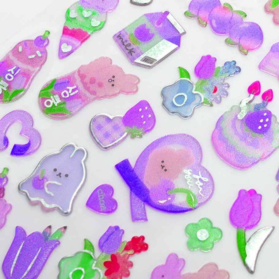High Clear Epoxy Dome Stickers Hot Gold Foil Cartoon 3D Resin Stickers Kids DIY OEM