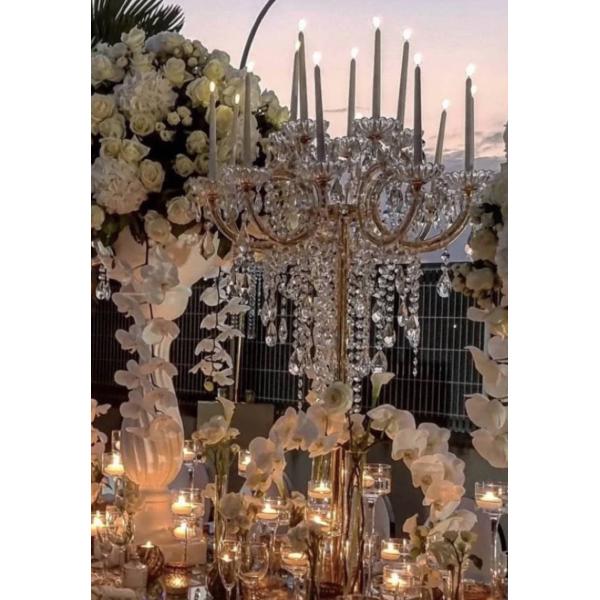 18 bras pendant plein cristal verre pendant lustre transparent pied porte-bougie