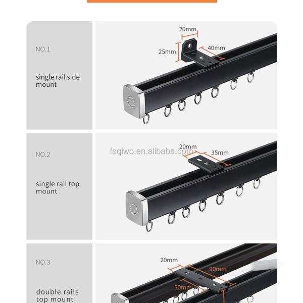 Ready ship supply white black color single double ceiling mounted aluminum curtain track
