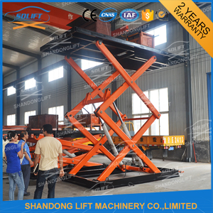 Red Double Hydraulic Scissor Car Lift For Warehouse Car Parking