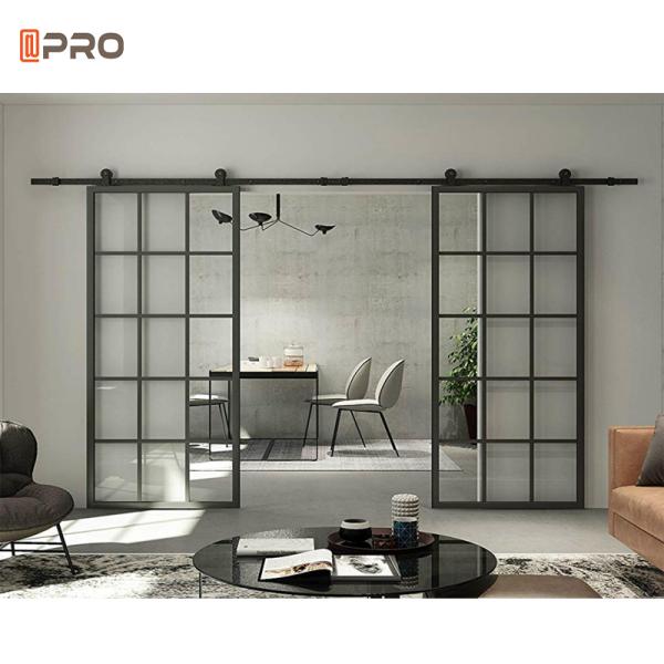 Black Soundproof Indoor Sliding Glass Shower Barn Doors