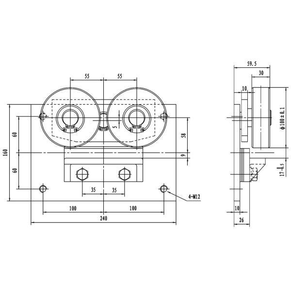 Lift Guide Shoes Elevator Components , Allowable Gross Mass ≤ 800kg