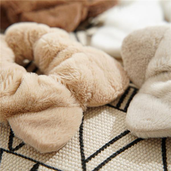 Warm winter fur cashmere cloth curly hair scrunchie lady girls simple cat ear hair band with elastic head rope
