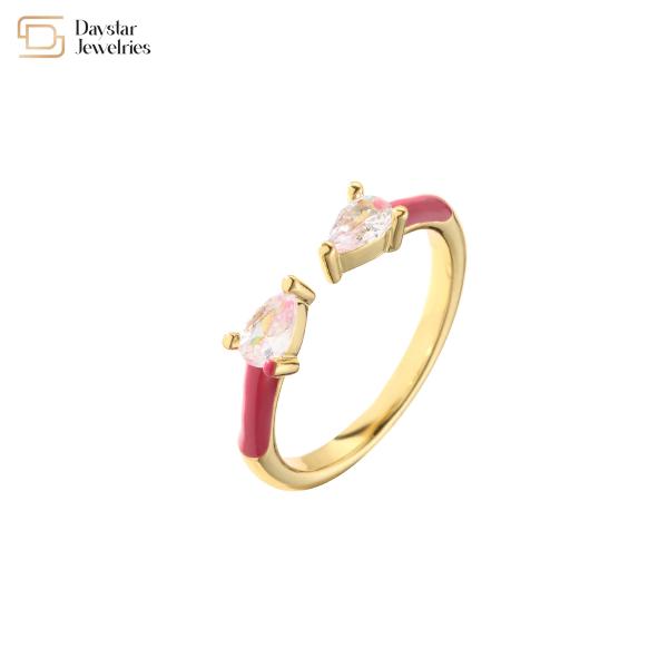 золото 18k покрыло регулируемые кубические кольца падения воды Zirconia для украшений женщин