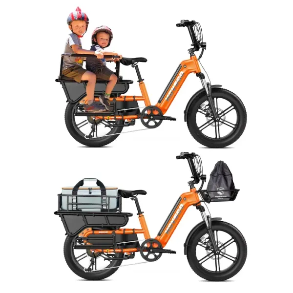 Rear Basket and Strong Load Capacity All Terrain Cargo Electric Bike with Fat Tires and Removable Battery