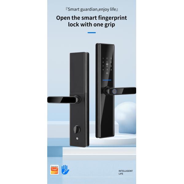 Черные биометрические отпечатки пальцев дверные замки Tuya TTlock Электронные цифровые дверные замки