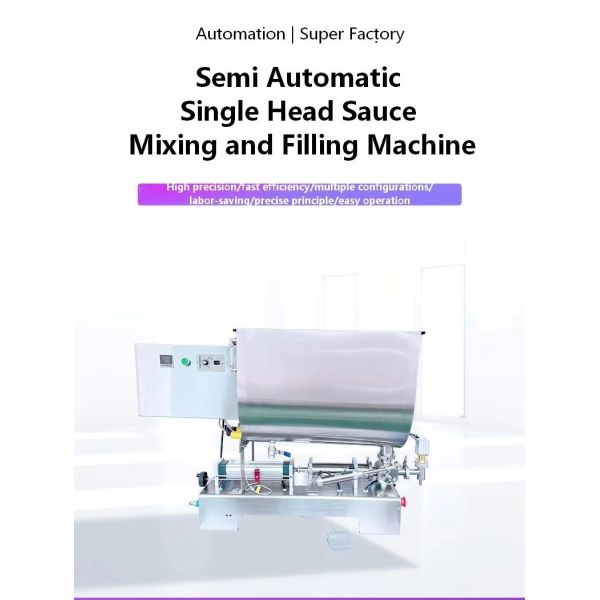 Semi Automatic Mixing and Filling Machine CH-BJLGZ Chili Sauce Packaging and Filling Equipment, Bottled Paste Single Head Filling Machine