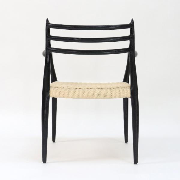 Modern Dining Chair Hand-woven Cord Nitrolacquer Finish Solid Wood with Armrest Modern Design