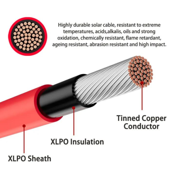 12AWG 4mm2 Copper XLPO Insulated IP65 Waterproof Solar Connector Cable Male Female Head