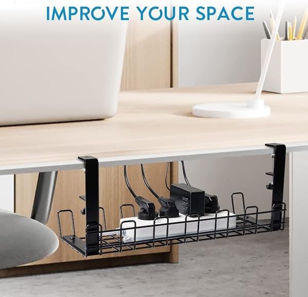 Neat and Tidy Cord Organizer Under Desk Cable Management for a Professional Look