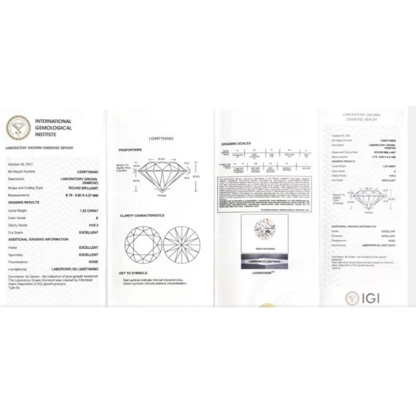 1.22 Ct E Цвет VVS2 3EX Лабораторно выращенный бриллиант Ювелирные изделия СВД Синтетический лаборатория выращенный бриллиант