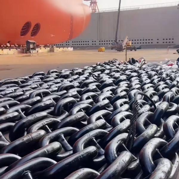 107mm Spray Paint Stud Link Anchor Chains Ship Mooring Anchor Chain