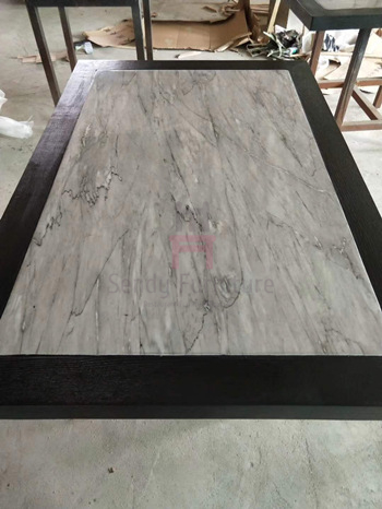 4 чугун древесины 4фт*2фт Инсет обеденного стола ресторана мест роскошных мраморных