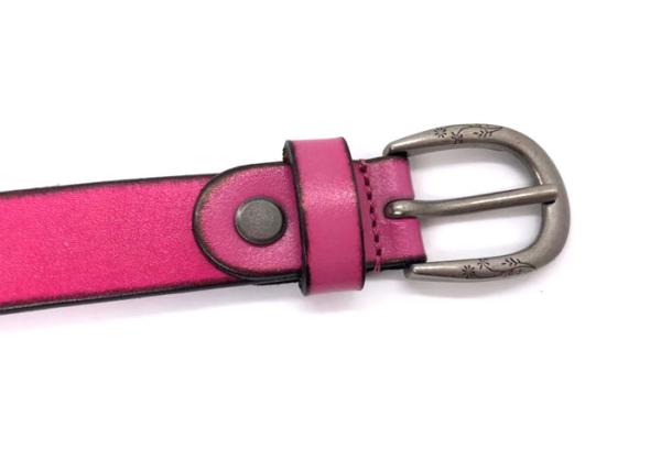 Lead Free pink Womens Genuine Leather Belt With Alloy Pin Buckle