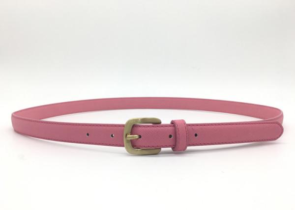 Fashion Saffiano Skinny Women PU Belt  3/4” Wide Strap Zinc Alloy Pin Buckle