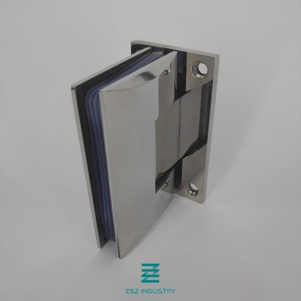 Mirror Polish Stainless Steel Glass Door Hinges Half Open Flat Shape W55mm X H90mm