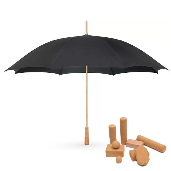 Eco-friendly RPET Cork Handle Wooden Straight Golf Umbrella for Customized Branding