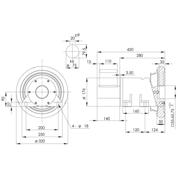 FLO/FLW 75 Shaft 75mm Safety Chuck For Machine