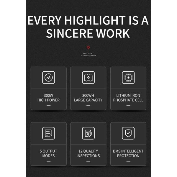 Portable outdoor power supply 300W AC output power 300Wh capacity outdoor camping stall energy storage power supply