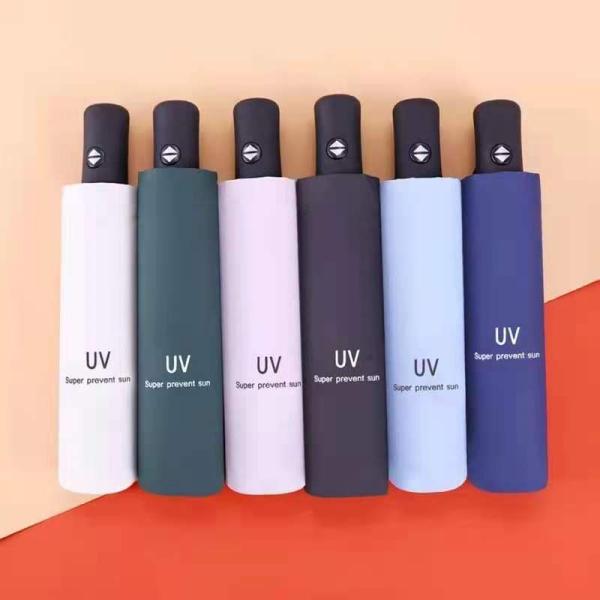 Minimalism Style Three-fold Automatic Umbrella with Sunscreen and Dual UV Protection