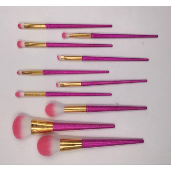 Aluminum Tube 10pcs Facial Makeup Brushes Purple Acrylic Handle