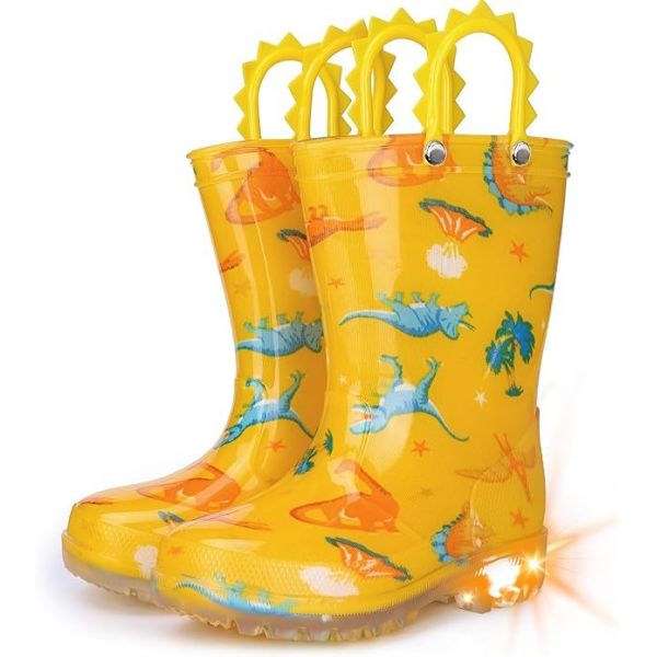 Cute Design Light Up Kids Bottes de pluie avec poignées Garçons et filles Wellies