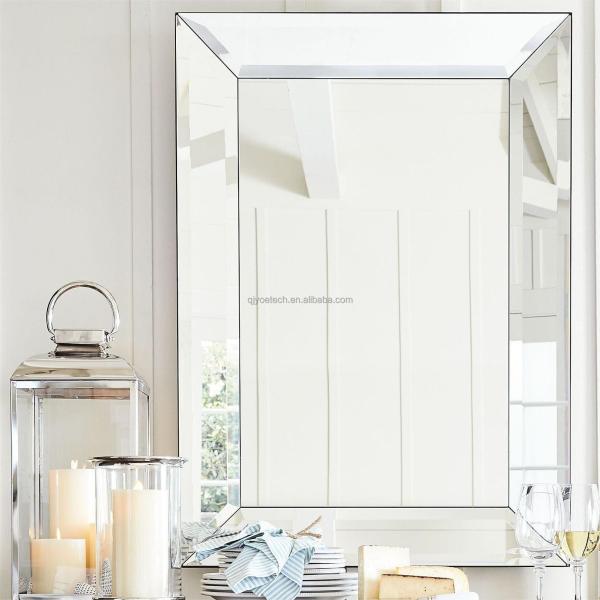 Double-Coated Silver Glass Mirror in Modern Rectangle Style for Bathroom Dressing Decor