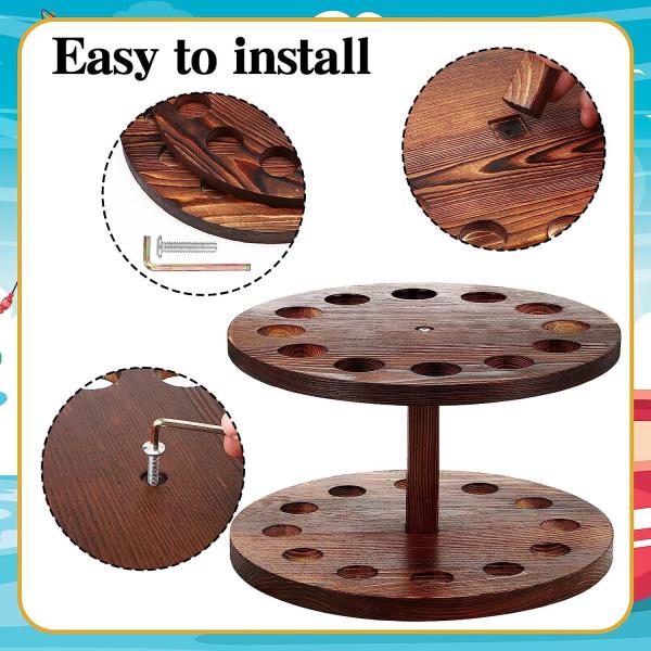Wooden Fishing Rod Organizer Display Rack Solid Wood Round Storage Fishing Rod Base Simple Billiard Cue Placement Stand