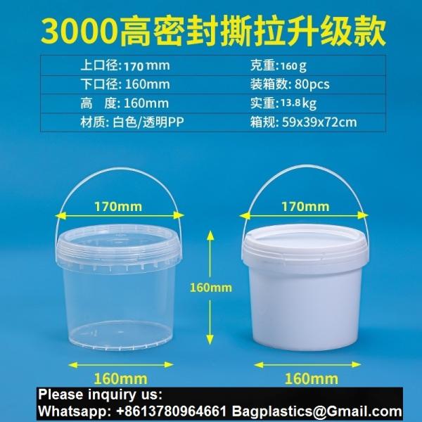 Biodegradable PLA compostable Eco friendly Clear Food-Grade Plastic Bucket Round Shape With Lid Recyclable For Water Packaging Storage Drums
