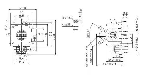 3D Model aircraft rocker Potentiometer 10k Joystick Potentiometer Game machine potentiometer with switch and cap