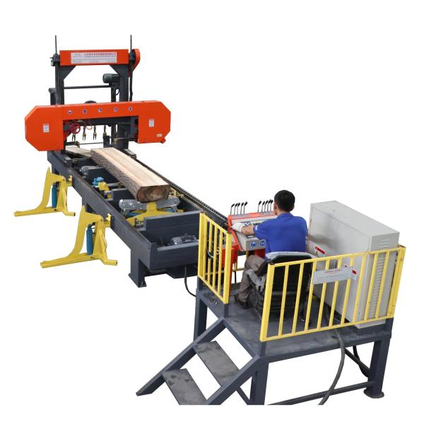 Sawing 700-1300mm diameter electromotor and diesel engine hydraulic automatic horizontal band sawmill