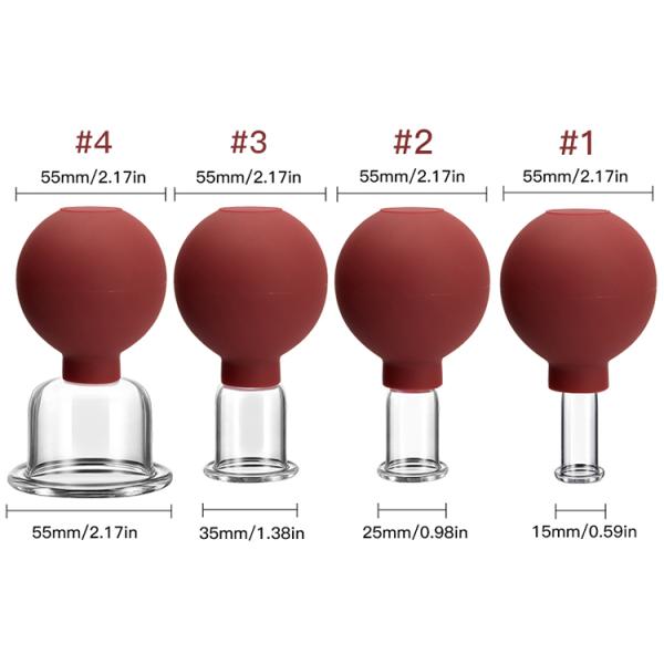 Customized 4pcs Glass Facial Cupping Set for Face Eye Lip Body in Gift Box Packaging