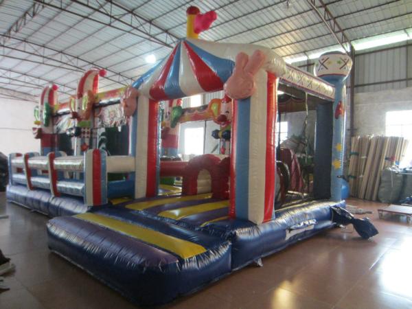 Circus Clown Themed Inflatable Fun City For Multiplay 2 - 3 Years New Inflatable Clown Obstacle Course