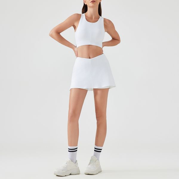 Women's High Support Sports Bra Tennis Skirt Set Quick Dry Breathable with Pockets