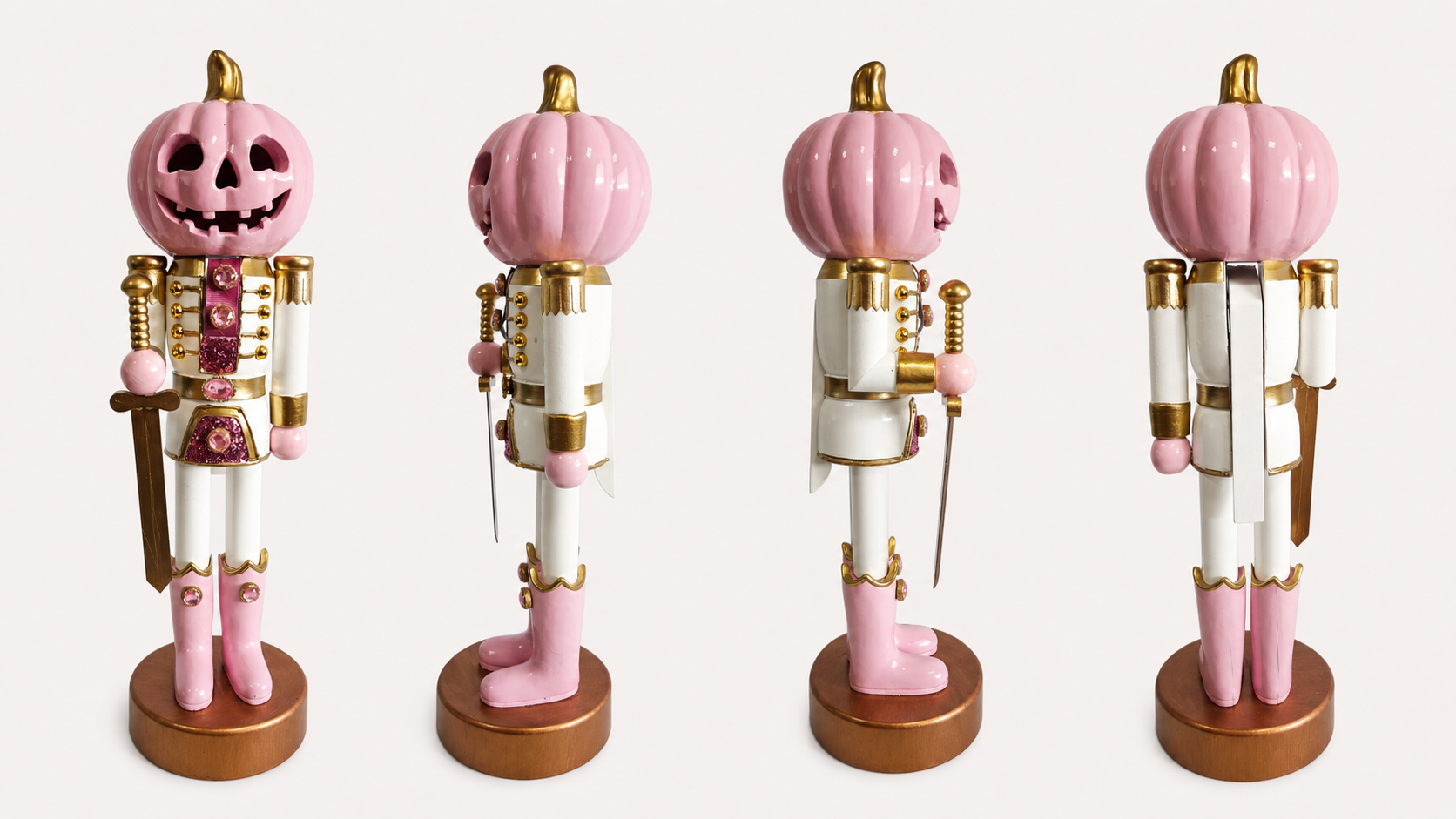 Custom Pink Pumpkin Halloween Nutcracker for Seasonal Display