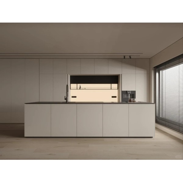 Luxury Modern Kitchen Island Cabinet for Hotel Lobby VIP Suite Premium Plywood Material Custom Finish High End Interior Design