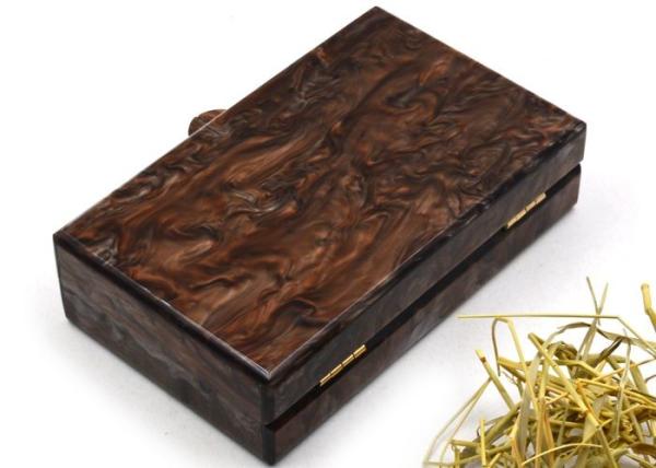Brown Color Patent Clutch Bag ,  Small Size Acrylic Evening Bag For Summer
