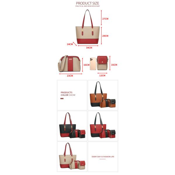 Fashion Letter Print Cotton Tote Bag for Women Large Capacity Three Piece Handbag Set