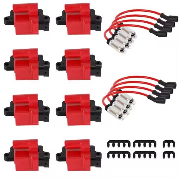 8pcs D581 Square Ignition Coils Ultra High with Spark Plug Wires 3859078 for GMC for SILVERADO 1500 2500 3500 4.8L 5.3L 6.0L