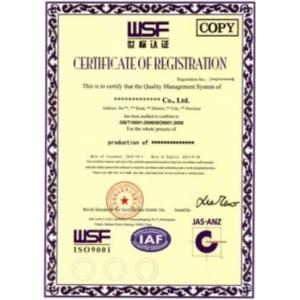 GUANGZHOU DAXIN AUTO SPARE PARTS CO., LTD Certifications