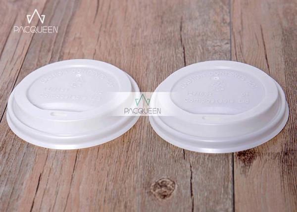 Flat Disposable Lids PE / PLA Material Leakage Proof For Hot / Cold Drinks