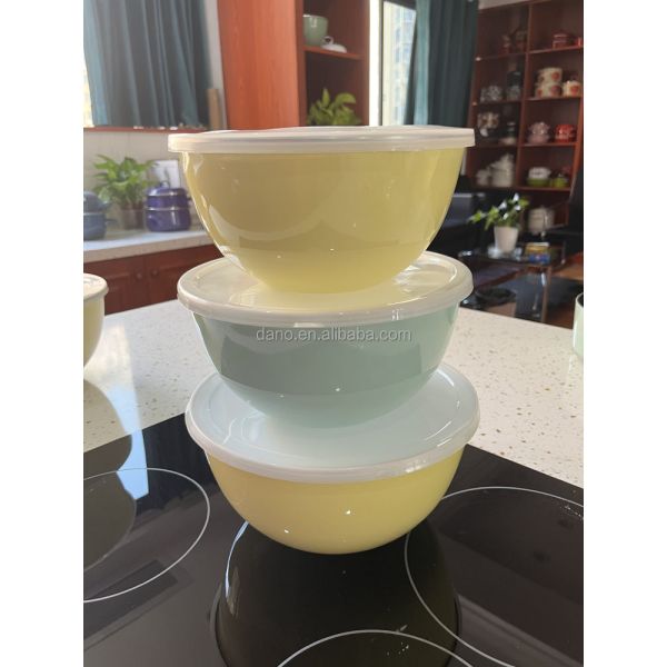 High Temperature Logo Printing Enamel Mixing Bowl Custom Color 18cm 20cm 22cm 24cm